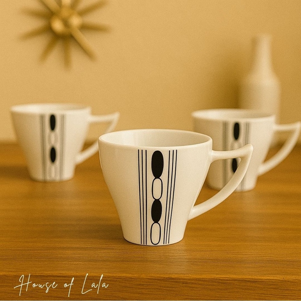 VINTAGE Pegasus Mod Polka Dot Tea Cup Set Of Three